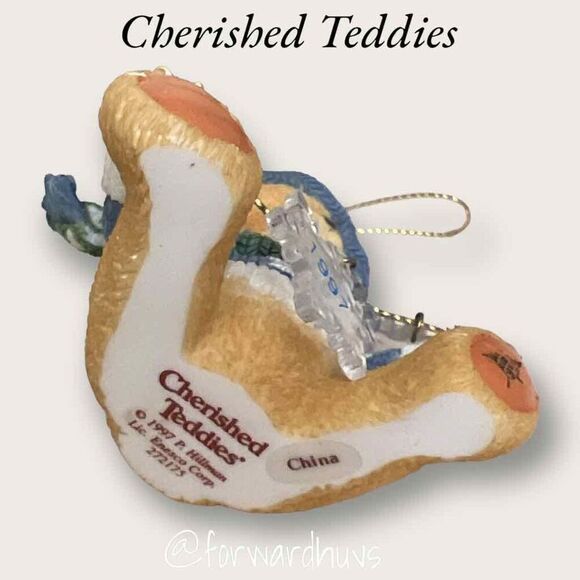 Cherished Teddies Ornament - Bear With Dangling Snowflakes (1996) In Box - Picture 5 of 7